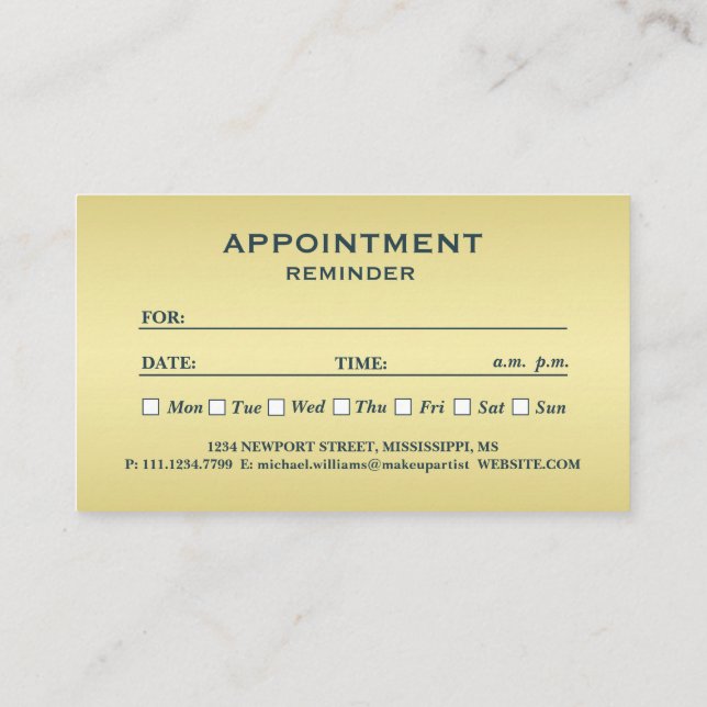  Gold Shiny Dog Paw on black Pet Grooming Service  Appointment Card (Back)