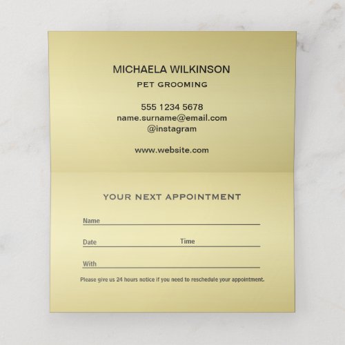  Gold Shiny Dog Paw on black Pet Grooming Service  Appointment Card