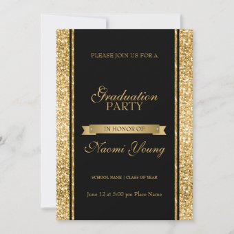 Gold Shiny Glitter Invitation | Zazzle