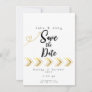 Gold Shiny Heart Arrow White Wedding Save the Date
