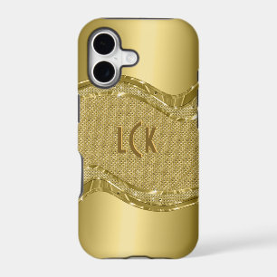 Gold Shiny Look With Faux Diamonds Pattern iPhone 17 Case