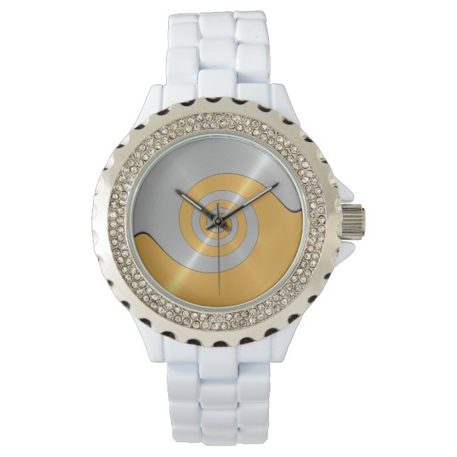 Gold Shiny Radial Steel Metal Watch (Front)