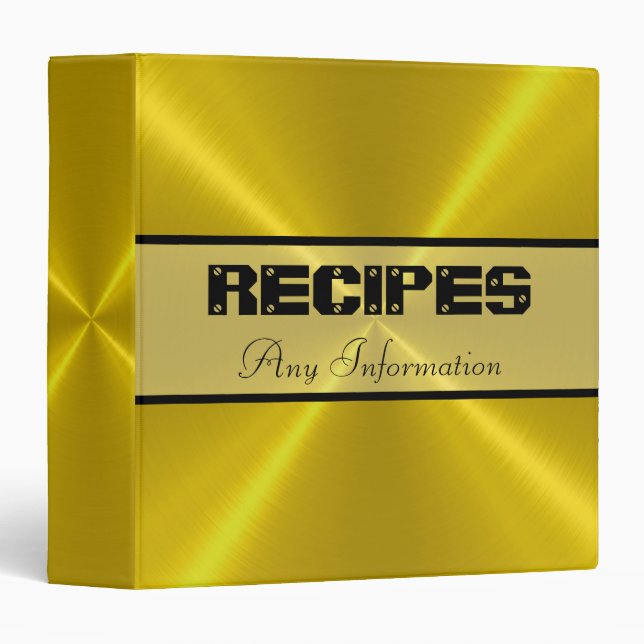 Gold Shiny Stainless Steel Metal 2 3 Ring Binder (Front/Spine)