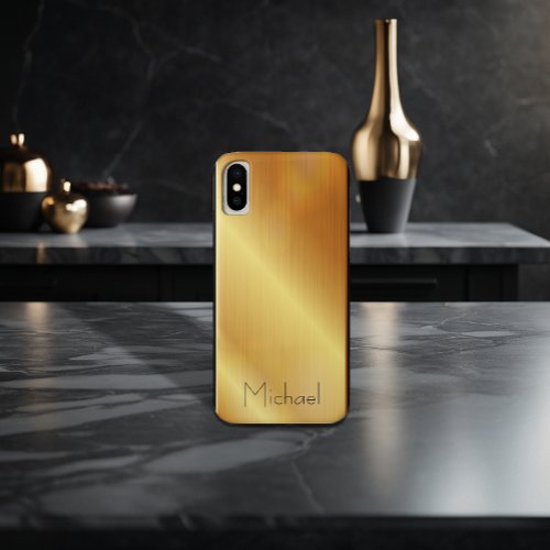 Gold Shiny Stainless Steel Metal iPhone X Case