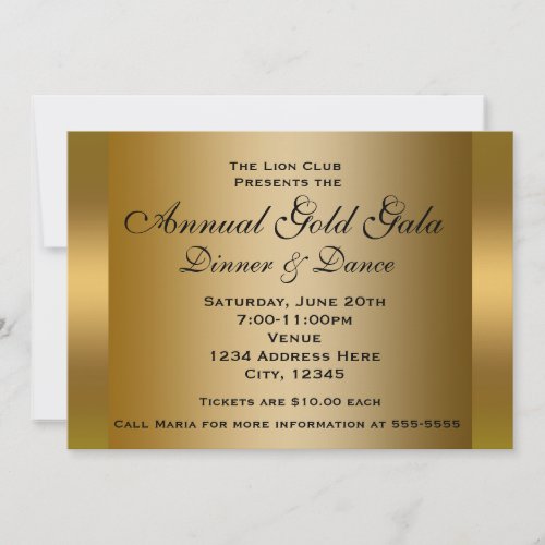 Gold Shiny Ticket Event Dinner Elegant Invitation