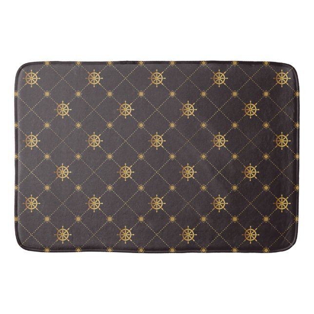 Gold Ship Wheel Bath Mat (Front)