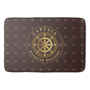 Gold Ship Wheel Bath Mat