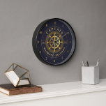 Gold Ship Wheel Clock
