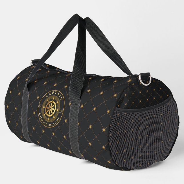 Gold Ship Wheel Duffle Bag (Right Corner)