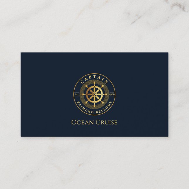 Gold Ship Wheel Helm Business Card (Front)