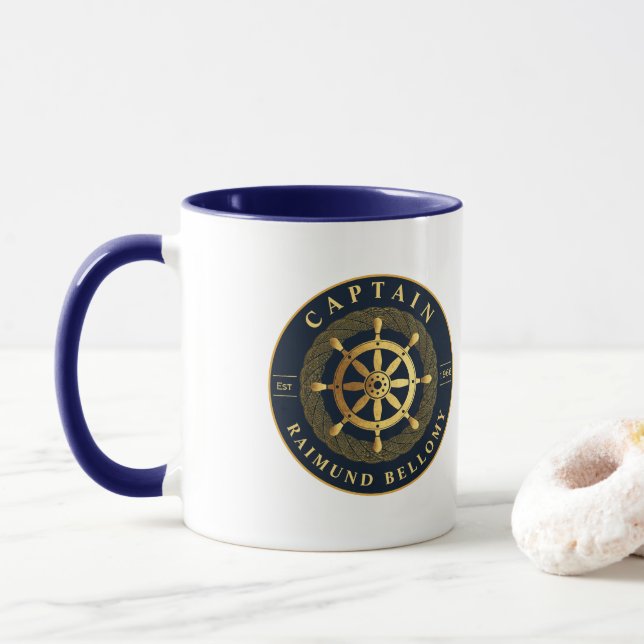 Gold Ship Wheel Mug (With Donut)