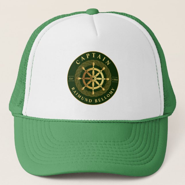 Gold Ship Wheel  Trucker Hat (Front)