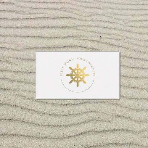 Gold Ships Wheel Logo Business Card