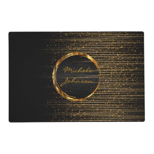 Gold Shooting Stars and Black Background DIY Text Placemat