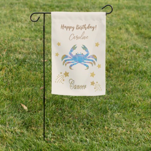 Gold Shooting Stars  Cancer Birthday Garden Flag