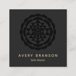 Gold Shri Yantra Reiki Master Square Business Card