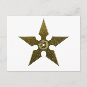 Gold Shuriken with Gold Dragon Postcard