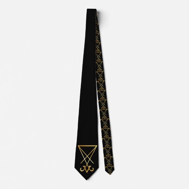Gold Sigil of Lucifer occult religion symbol Neck Tie (Front)