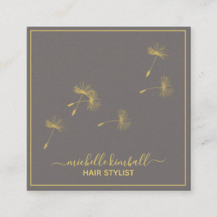 Gold Signature Dandelion   Square Business Card