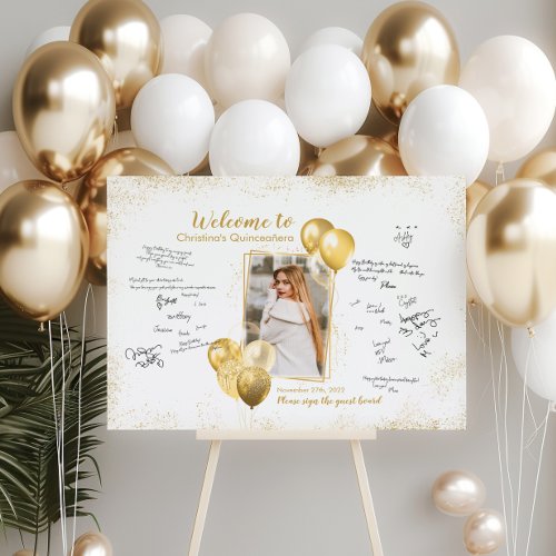 Gold Signature Photo Quinceaera or Sweet 16 Party Foam Board