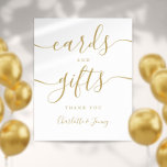 Gold Signature Script Cards And Gifts Sign<br><div class="desc">This elegant gold script minimalist cards and gifts sign is perfect for all celebrations. Designed by Thisisnotme©</div>