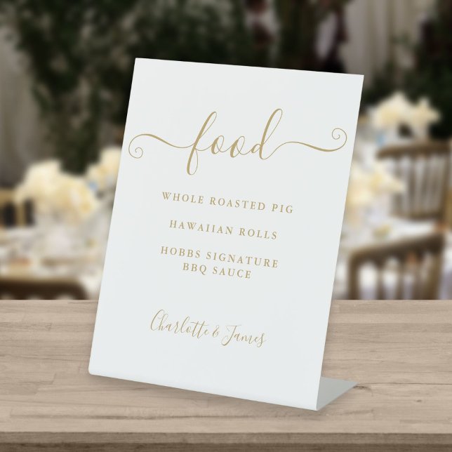 Gold Signature Script Food Menu Pedestal Sign (Creator Uploaded)