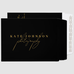 Gold Signature Script QR Code Social Media    Envelope Mailers