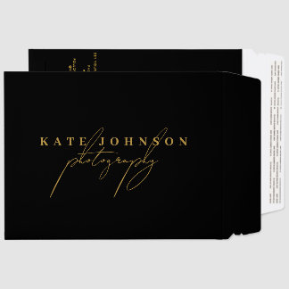 Gold Signature Script QR Code Social Media    Envelope Mailers