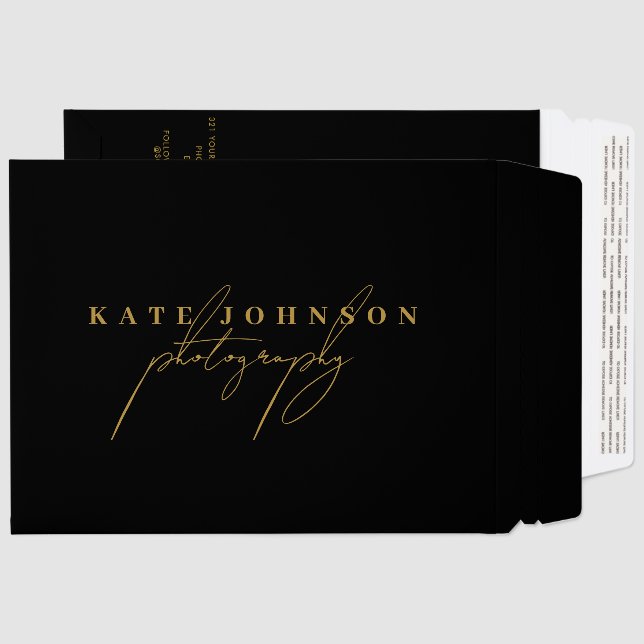 Gold Signature Script QR Code Social Media    Envelope Mailers (Front & Back)