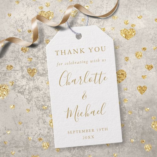 Gold Signature Script Wedding Favor Thank You Gift Tags