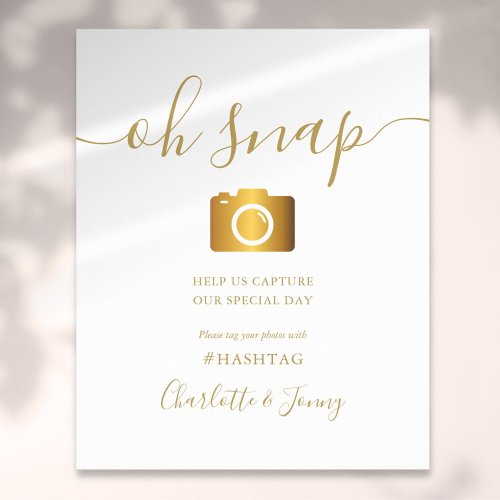 Gold Signature Script Wedding Oh Snap Sign