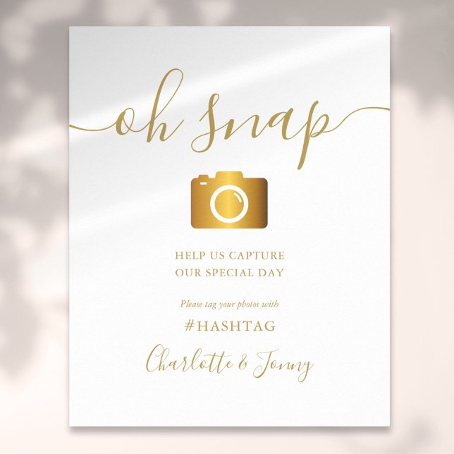 Gold Signature Script Wedding Oh Snap Sign (Gold Signature Script Wedding Oh Snap Sign)