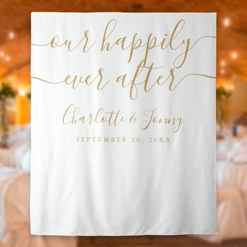 Gold Signature Script Wedding Photo Booth Backdrop