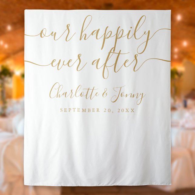 Gold Signature Script Wedding Photo Booth Backdrop (Creator Uploaded)
