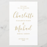 Gold Signature Script Wedding Program<br><div class="desc">Gold signature script wedding program featuring chic modern typography,  this stylish wedding program can be personalized with your special wedding day information. Designed by Thisisnotme©</div>