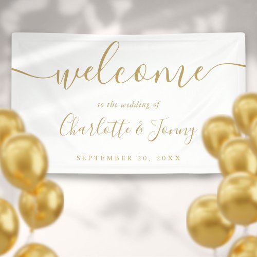 Gold Signature Script Wedding Welcome Banner
