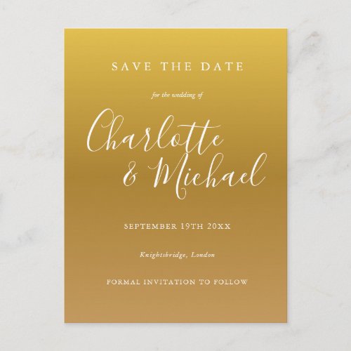 Gold Signature Wedding Save the Date Card