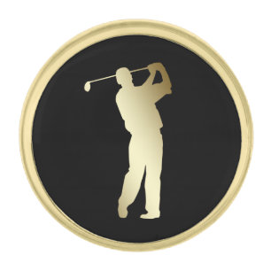 Gold Silhouette Golfer Gold Finish Lapel Pin