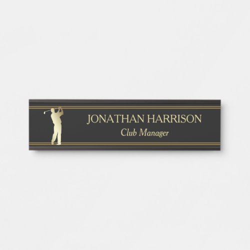 Gold Silhouette Golfer Name Plate