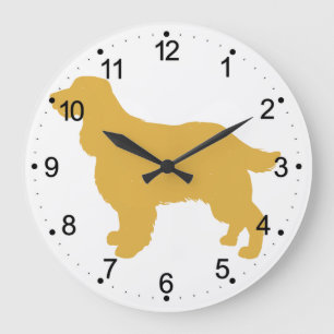 Gold silhouette of Cocker - Choose back color Large Clock