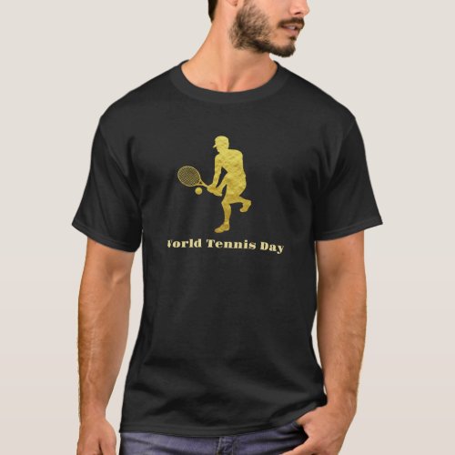 Gold Silhouette of Male Tennis Player T_Shirt