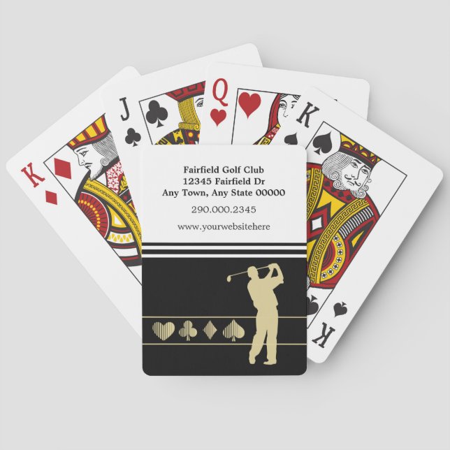 Gold Silhouette Player Golf Club Business Poker Cards (Back)