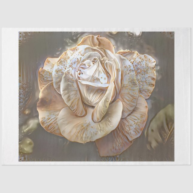 Gold Silk Modern Unique Rose Art Dream Tissue Paper (Front)