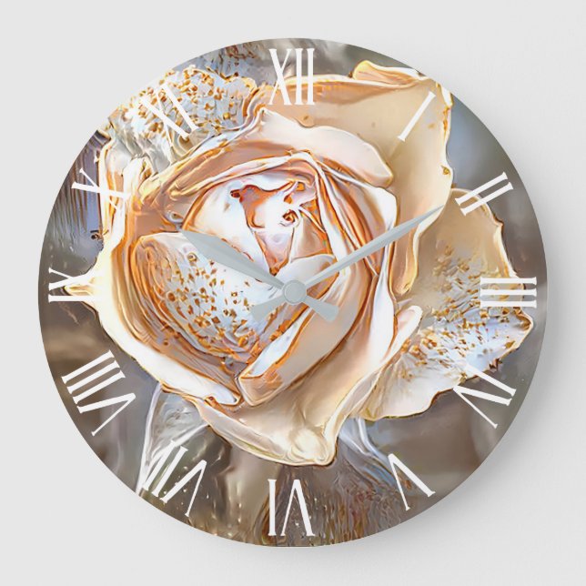 Gold Silk Unique Rose Art Dream Large Clock (Front)