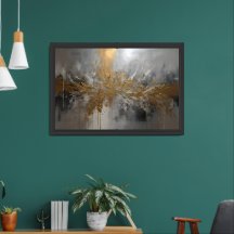 Gold & Silver Abstract Canvas Art