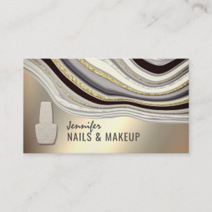 Gold silver agate geode chic metallic nail business card