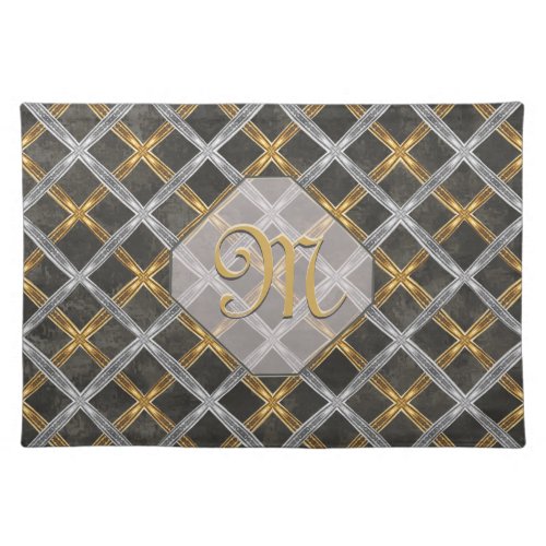 Gold Silver and Black Laced Cloth Placemat
