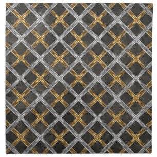 Gold, Silver, and Black Laced Pattern Cloth Napkin