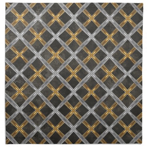 Gold Silver and Black Laced Pattern Cloth Napkin