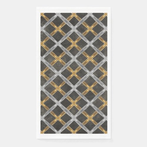 Gold Silver and Black Laced Pattern Paper Guest Towels